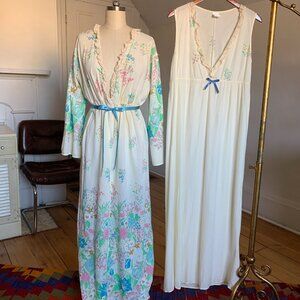 NWT Vintage 60s/70s Nightgown and Robe Set | Balle New York Floral Loungewear